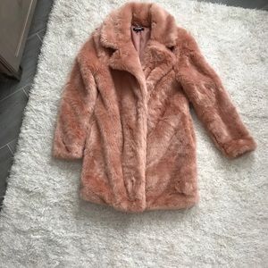 NWOT Misguided Pink Faux Fur Coat
